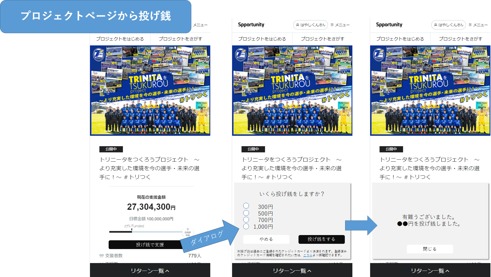 プロジェクトからの投げ銭